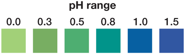 pH 0-1.5 test strips, pH test strips, acidic pH test strips