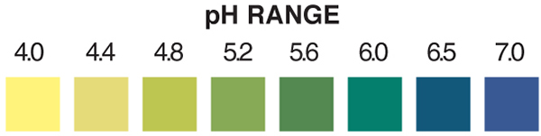 pH 4-7 test strip, pH 4-7, pH test strip