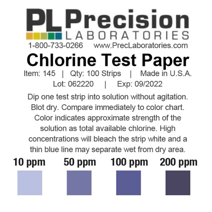 chlorine test paper, chlorine paper, chlorine test strips