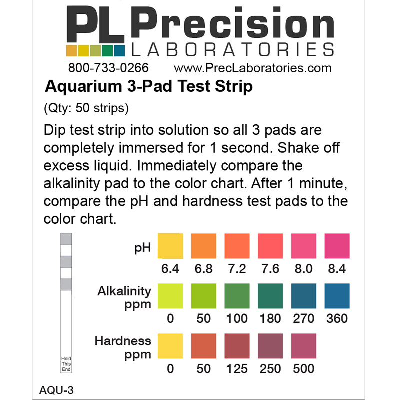 Aquarium Test Strips, 3 pad - Precision Laboratories Test Strips