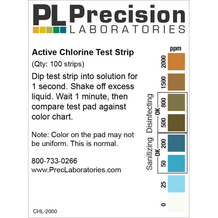 active chlorine test strips, chlorine test strips