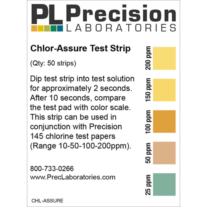 chlor-assure chlorine test strips, chlorine test strips