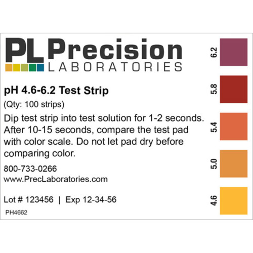 pH 4.6-6.2 test strips, pH test strips