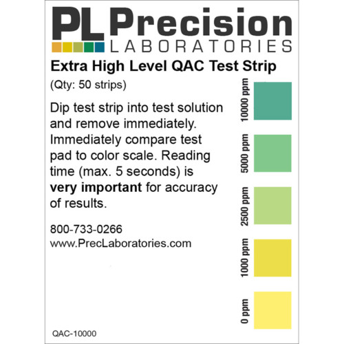 extra high level qac test strips, qac test strips, qac 0-10000ppm test strips