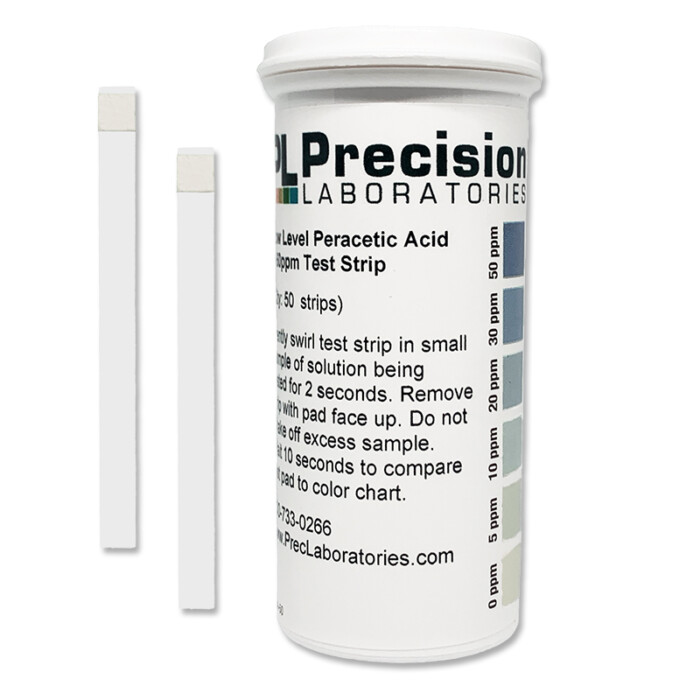 peracetic acid 0-50, peracetic acid test strips, low level peracetic acid