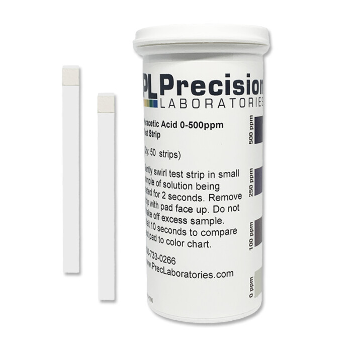 peracetic acid test strips, high level peracetic acid, peracetic acid 0-500ppm